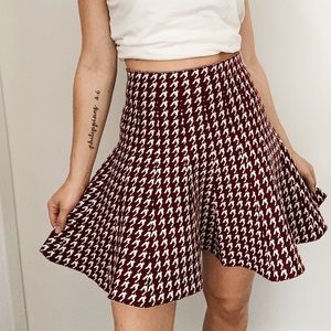 Knit Flared Herringbone Skirt